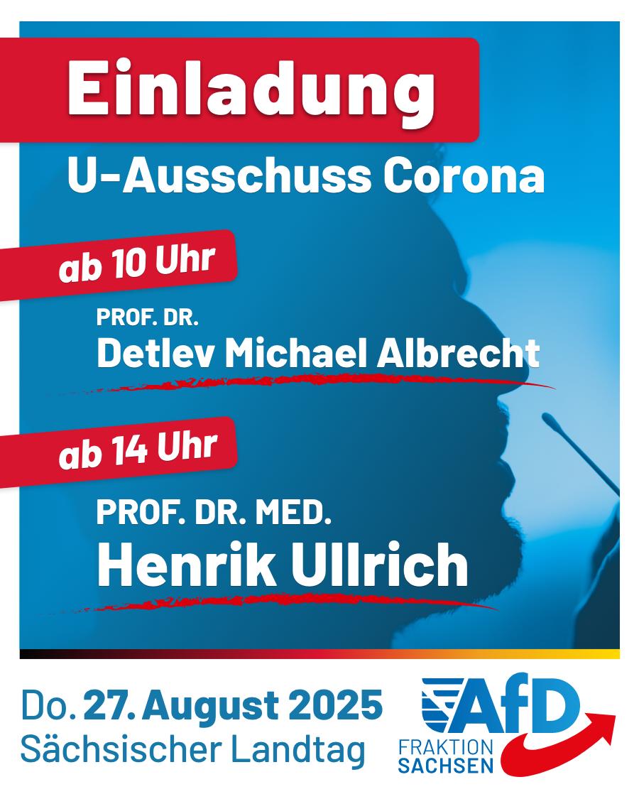 27.08.2026 - Öffentliche Anhörung im Corona - Untersuchungsausschuss 